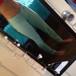 Mint green skinny jeans!